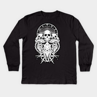 Aries skull zodiak Dark art series Kids Long Sleeve T-Shirt